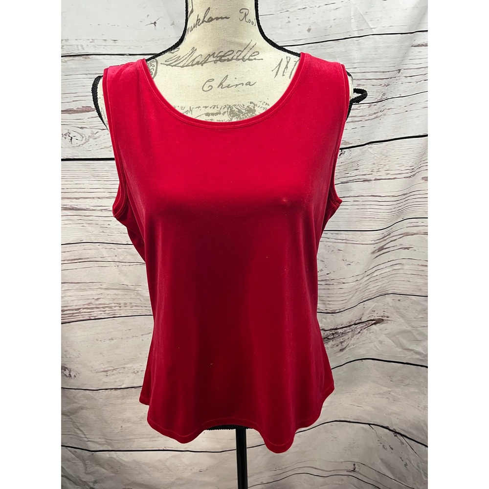 J Jill Stretch‎ Red Pomegranate Velvet Tank Top Women's Size L